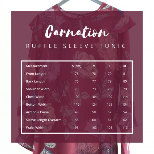 Carnation Belle-Tunic Ruffles-Printed Rayon Natural Fiber